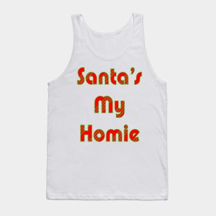 1980s Funny ugly christmas sweater Santa is my homie Tank Top